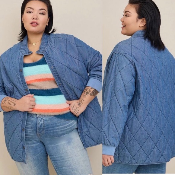 torrid Jackets & Blazers - NWT Torrid size 3X chambray quilted Shacket